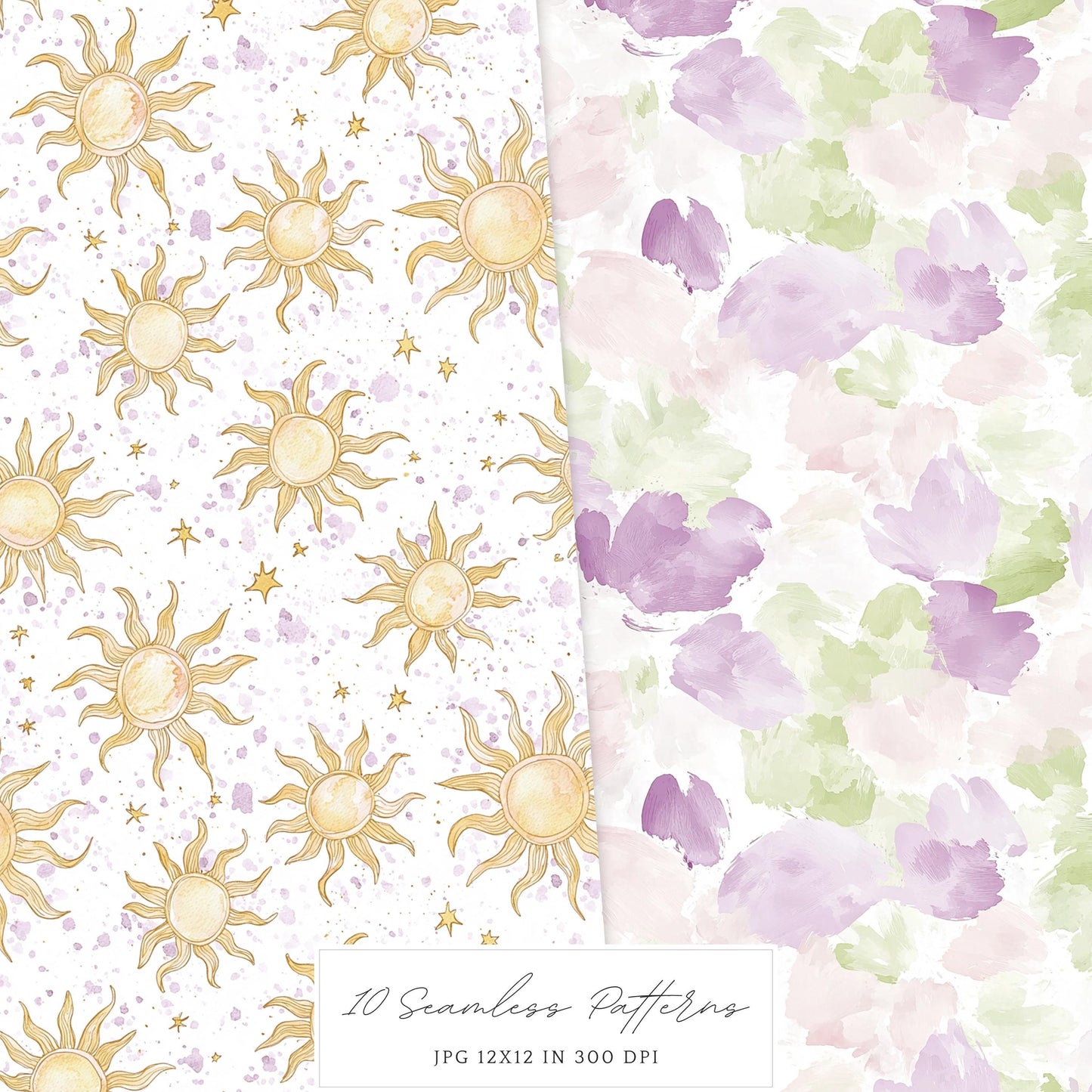 Modern Rapunzel - Seamless Patterns, Fantasy,  Flowers | 10 JPEG