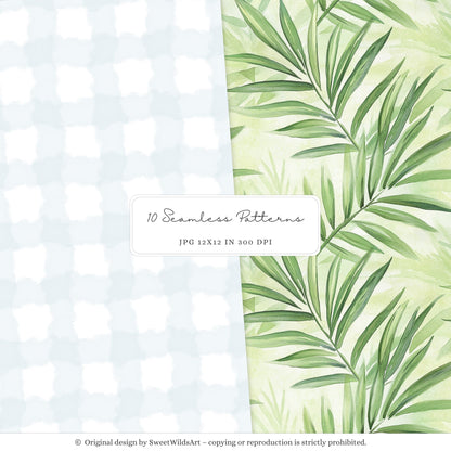 Vacation Vibe - Seamless Patterns, Tropical Beach, Ocean Baby Shower | 10 JPEG