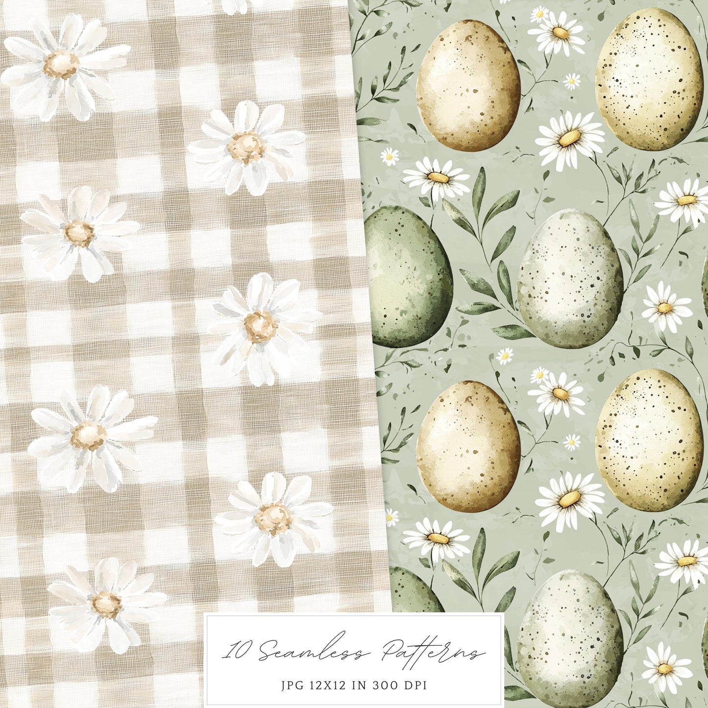 Countryside Easter - Seamless Patterns, Floral, Spring | 10 JPEG
