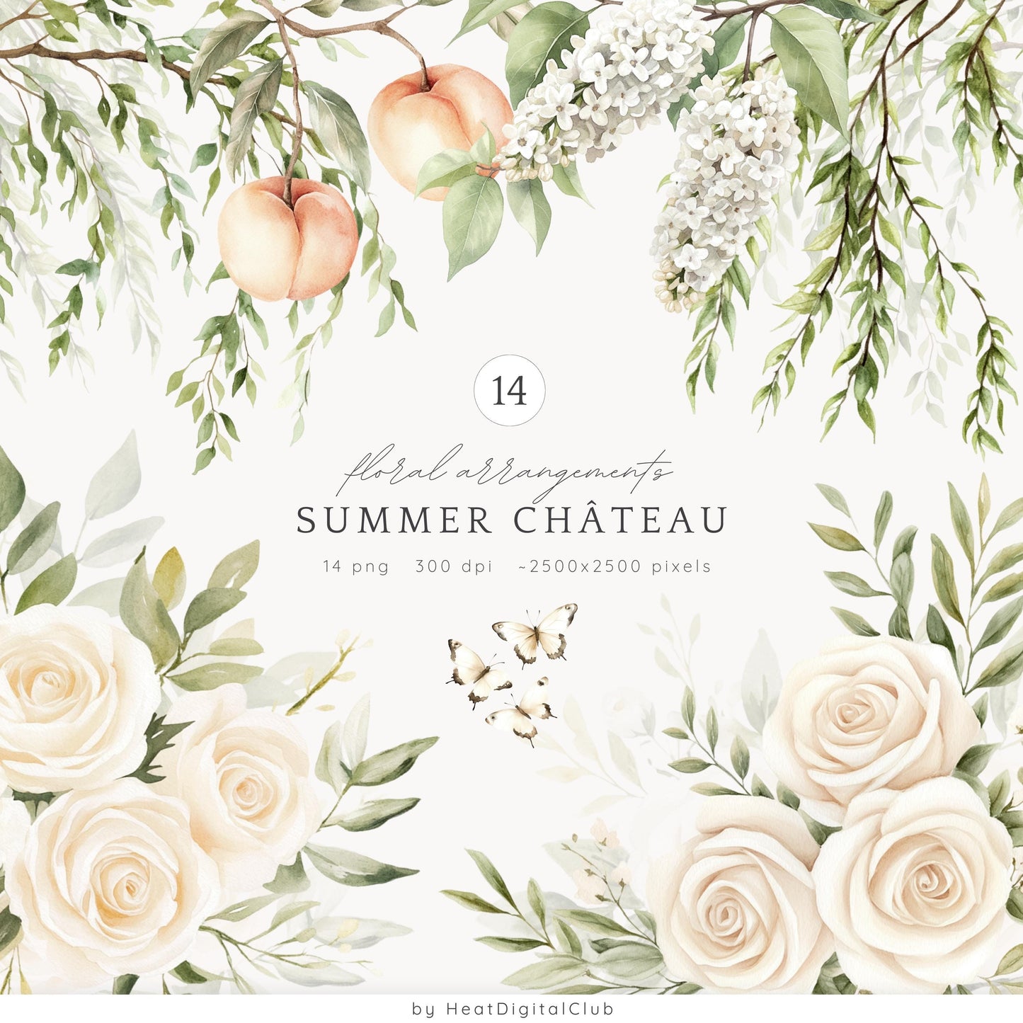 Summer Château - Collection Bundle, Romantic, French Garden | 84 PNG/JPEG