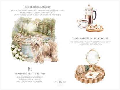 Quiet Cottage - Clipart, French Country Cottagecore, Rustic Vintage Aesthetic | 70 PNG