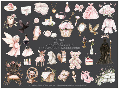 Enchanted Dream - Sleeping Beauty Clipart, Magic Rose | 60 PNG