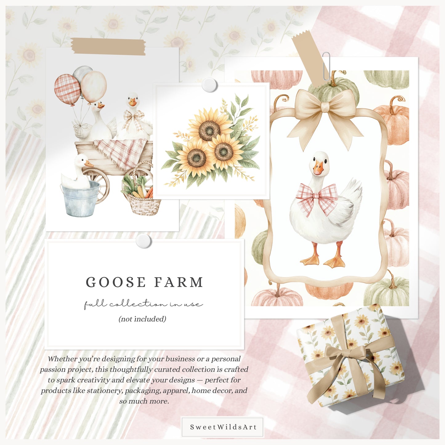 Goose Farm - Floral Arrangements Clipart, Sunflower, Autumn  Elements, Country