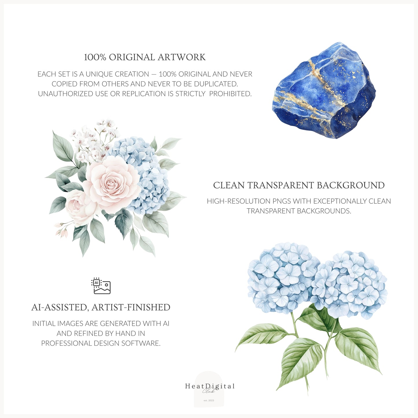 She is a Libra - Floral Arrangements, Zodiac, Elegant Rose & Hydrangea, Gemstones | 20 PNG
