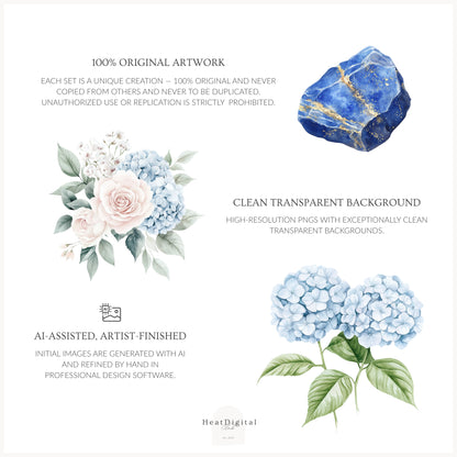 She is a Libra - Floral Arrangements, Zodiac, Elegant Rose & Hydrangea, Gemstones | 20 PNG