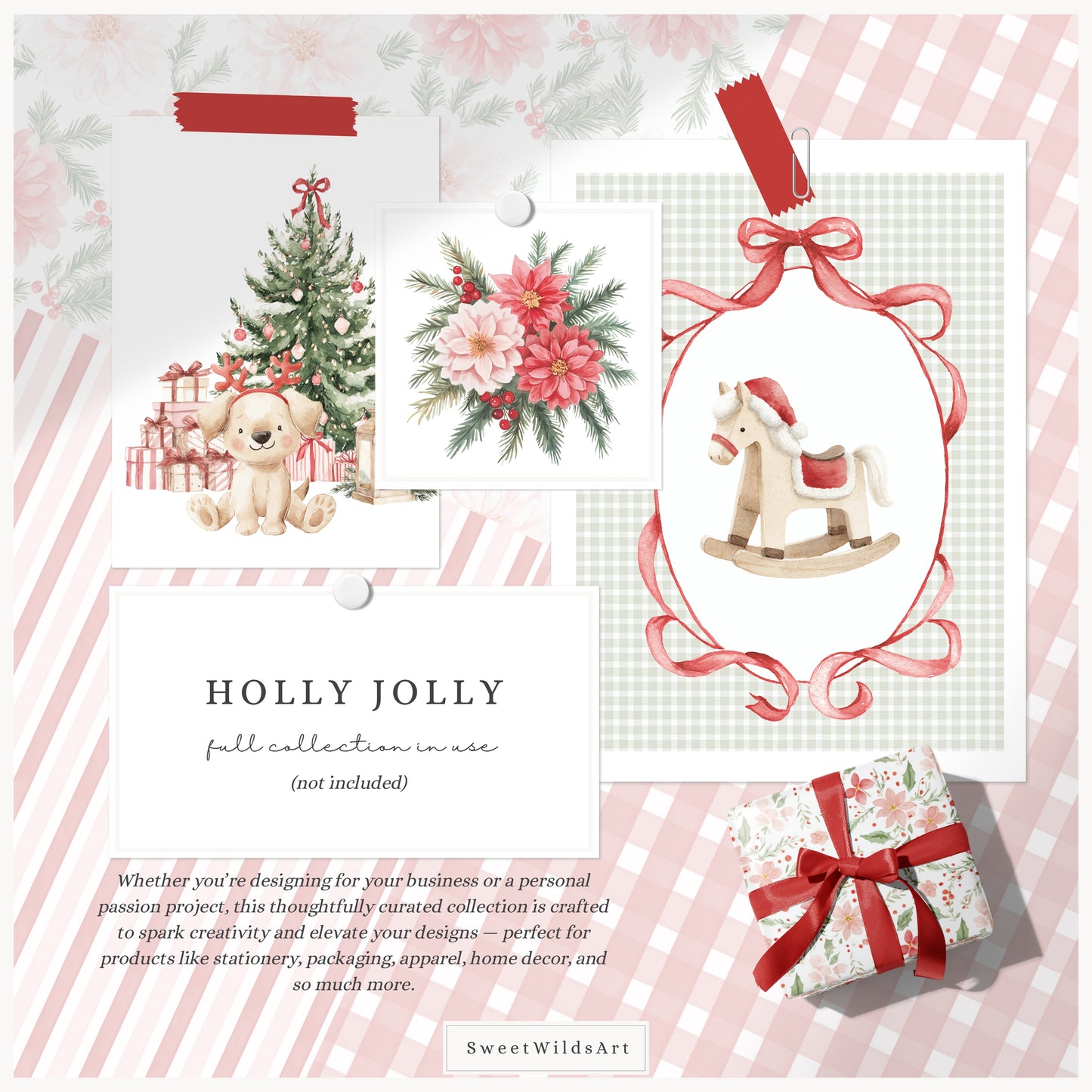 Holly Jolly - Christmas Collection Bundle, Baby Animals, Kids Holiday, Cozy Winter | 118 PNG/JPEG