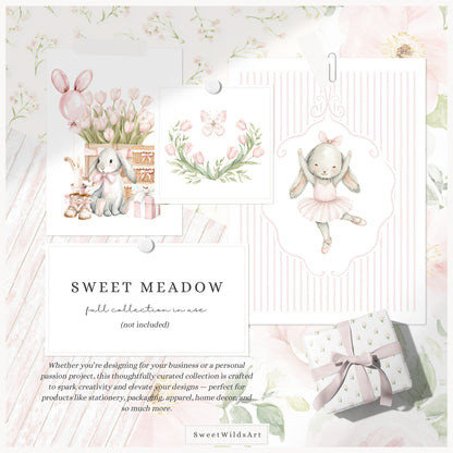 Sweet Meadow - Floral Arrangements Clipart, Spring Tulips, Pink Cottage, Easter Bouquet, Nursery