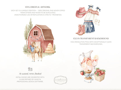 Quiet Americana - 4th of July Clipart, Vintage Summer, Independence Day, Patriotic | 61 PNG