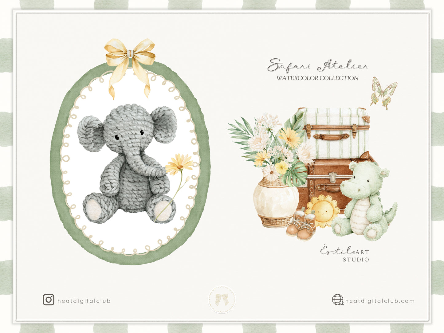 Safari Atelier - Watercolor Safari Clipart, Nursery Safari Animals Clipart, Plush Toys | 108 PNG/JPEG