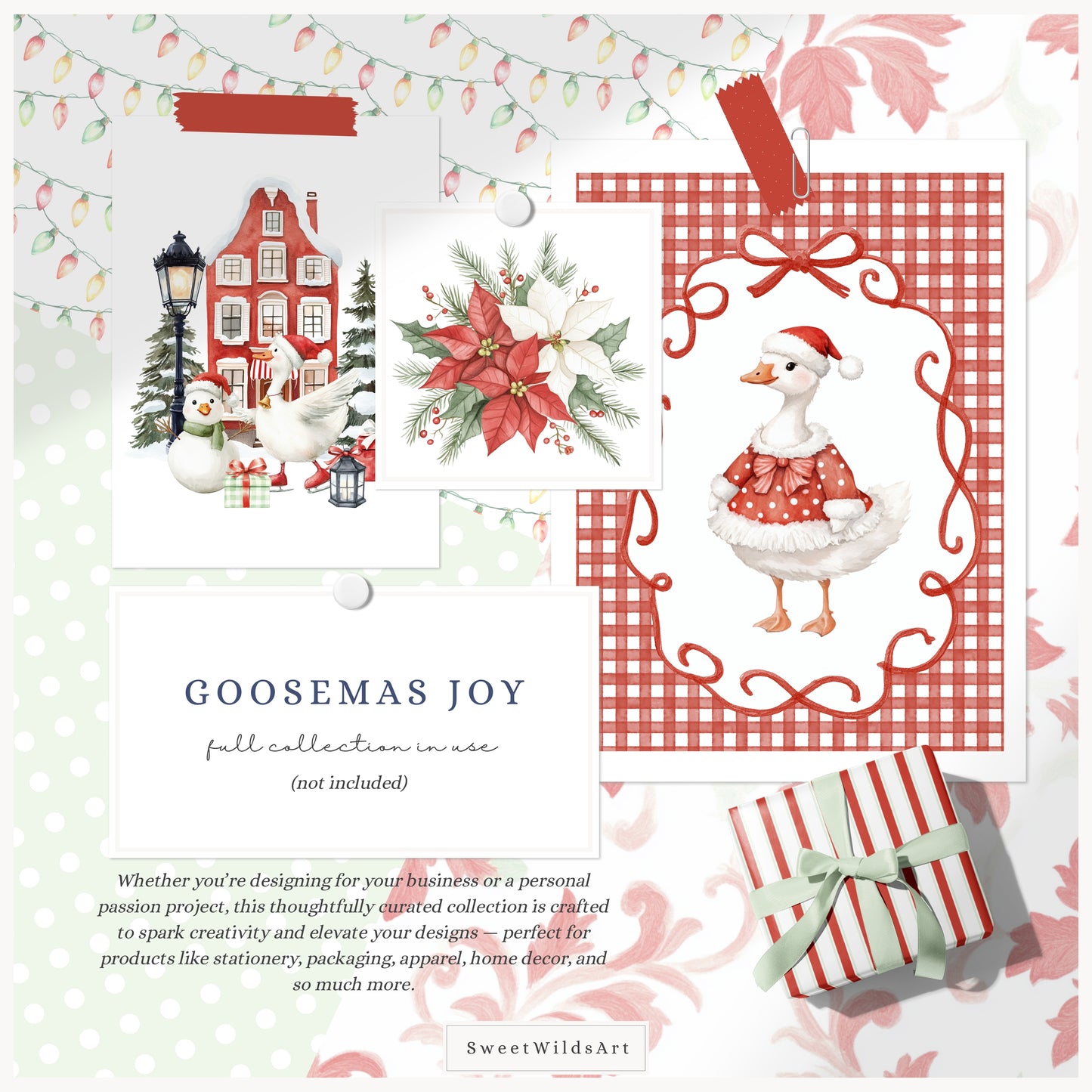 Goosemas Joy - Christmas Clipart Bundle, Cute Silly Goose, Holiday Geese, Baby Shower | 118 PNG/JPEG