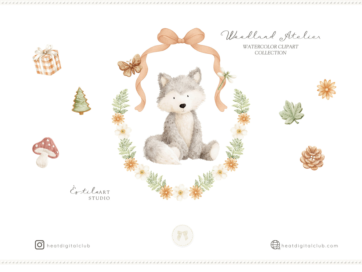Woodland Atelier - Clipart, Forest Nursery, Plush Animals, Woodland Toys, Baby Shower, Heirloom | 98 PNG