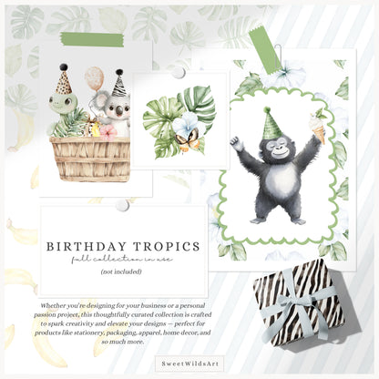 Birthday Tropics - Floral Arrangements Clipart, Jungle, Safari | 23 PNG
