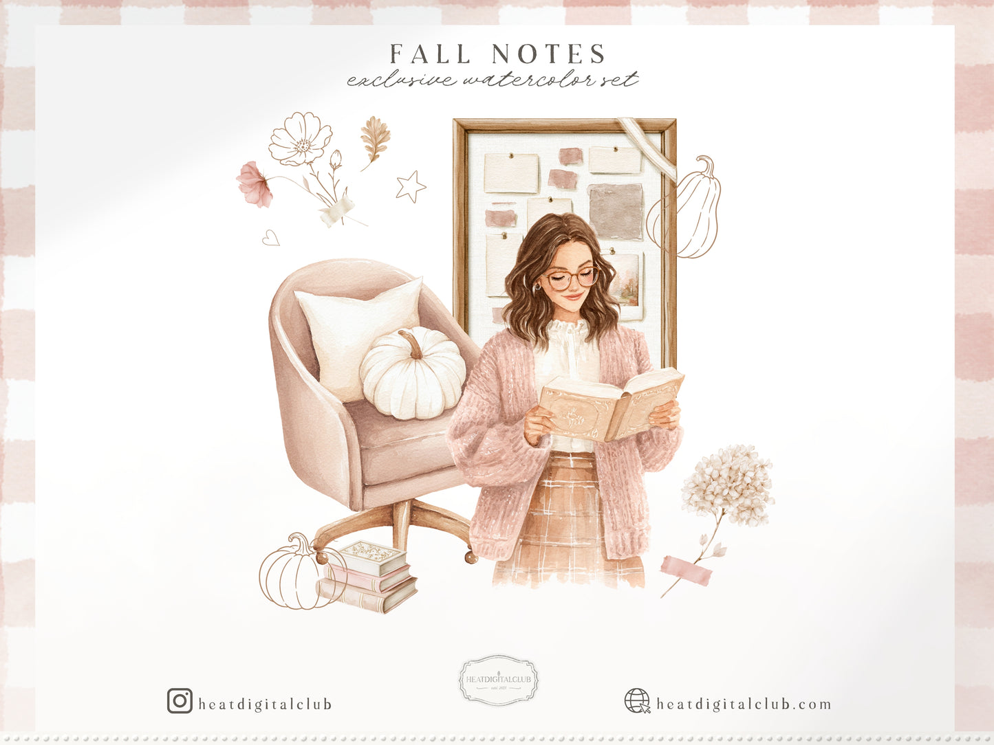 Fall Notes - Clipart Collection, Autumn Planner, Cozy Stationery, Book Lover, Journal Graphics | 90 PNG/JPEG