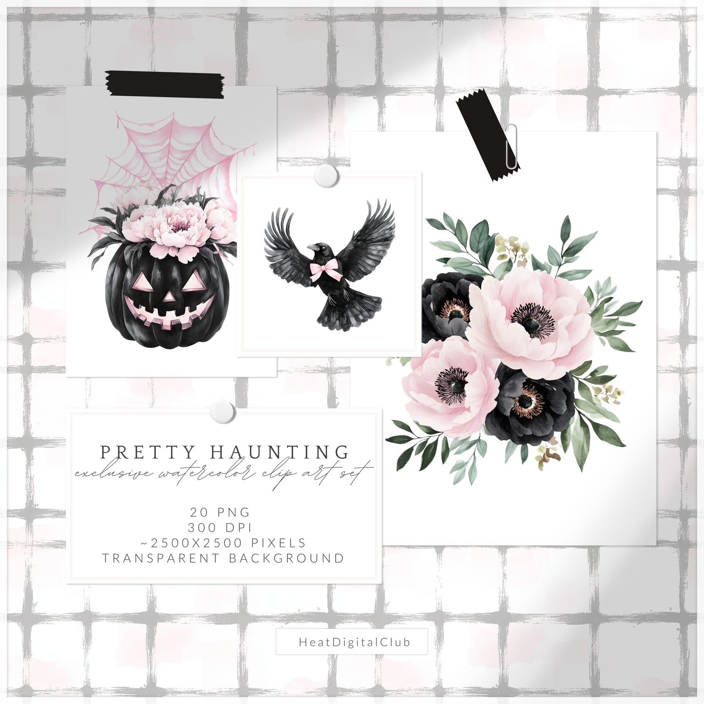 Pretty Haunting - Halloween Floral Arrangements, Gothic Pumpkins, Jack o Lantern | 20 PNG