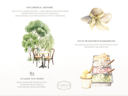 Summer Aperitivo - Italian Lemon Clipart, Limoncello Aesthetic, Citrus, Mediterranean Travel | 60 PNG