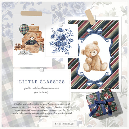Little Classics - Watercolor Seamless Patterns, Grandmillennial Floral Hydrangea | 24 JPEG