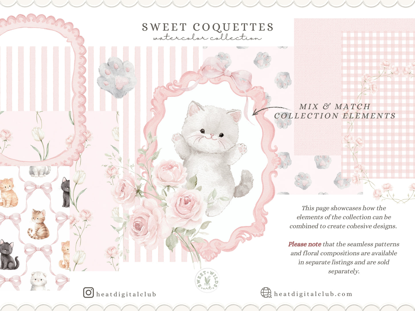 Sweet Coquettes - Kitten Clipart, Cute Pink Cats, Coquette Nursery, Baby Girl Graphics, Ballet Cat | 60 PNG