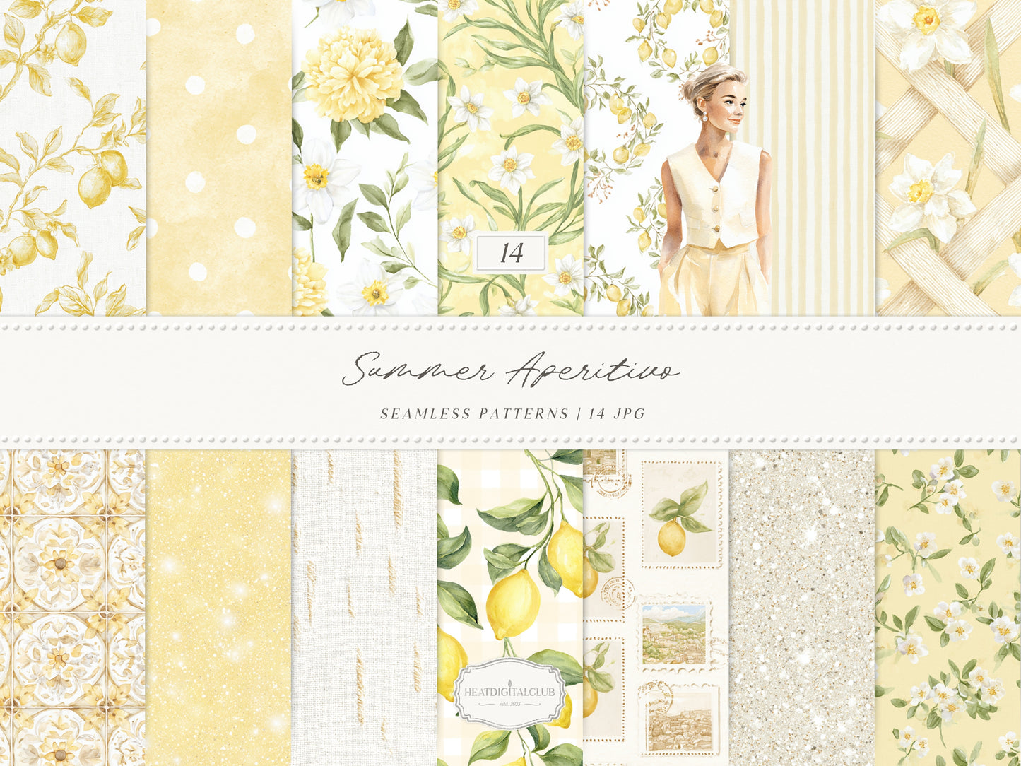 Summer Aperitivo - Clipart Bundle, Italian Lemon, Limoncello Aesthetic, Mediterranean Travel | 94 PNG/JPEG