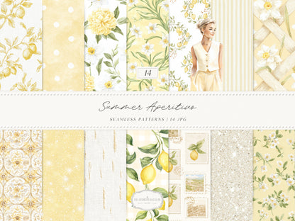 Summer Aperitivo - Clipart Bundle, Italian Lemon, Limoncello Aesthetic, Mediterranean Travel | 94 PNG/JPEG
