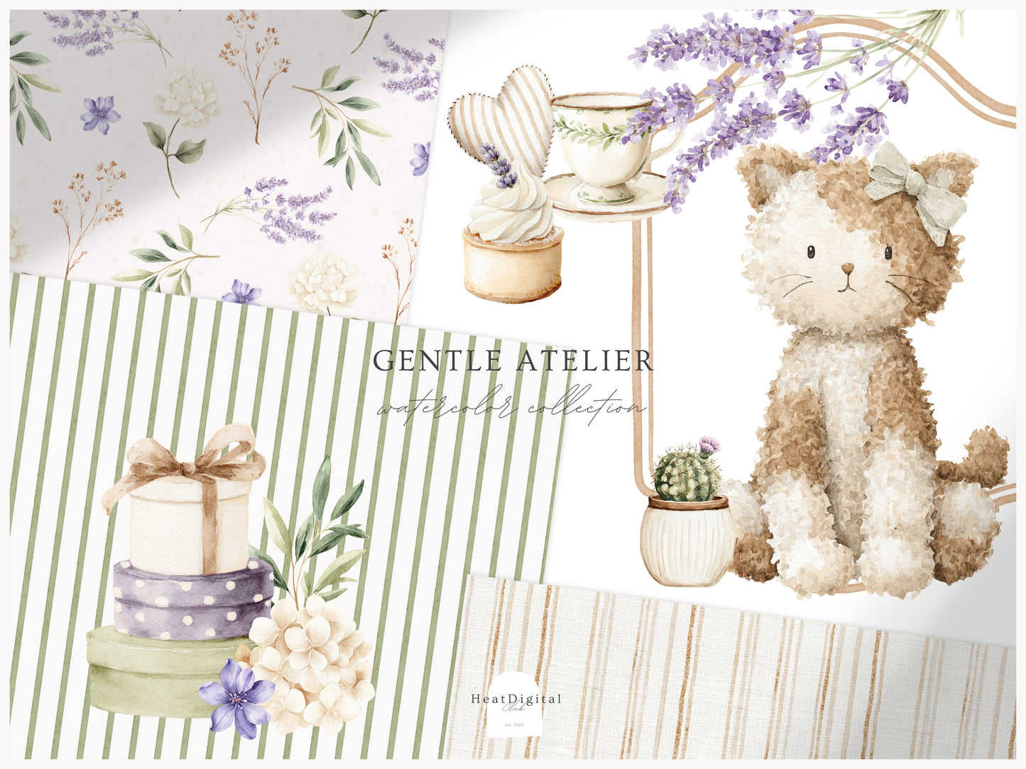 Gentle Atelier - Heirloom Baby Toys, Vintage Nursery Clipart, Neutral Baby Shower, English Spring | 104 PNG/JPEG