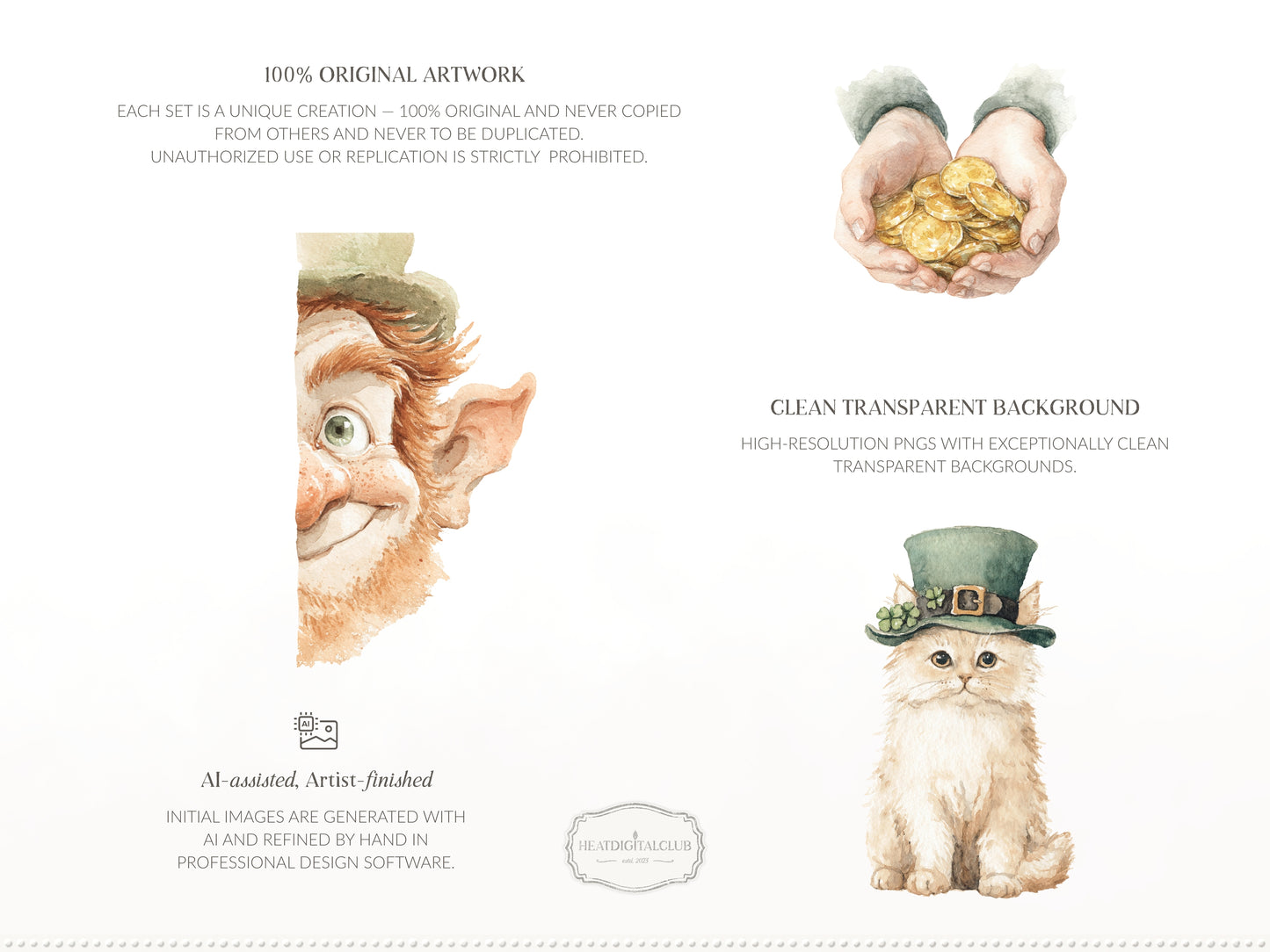 Lucky Archive - St. Patrick’s Day Clipart, Leprechaun, Clover, Shamrock Patterns, Irish Cottage, Rainbow | 75 PNG/JPEG