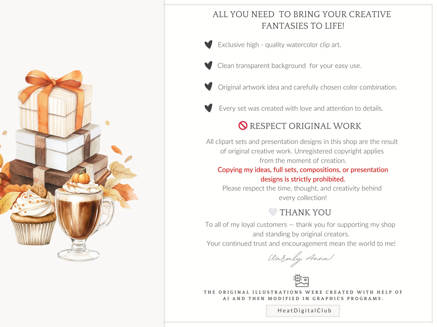 Born In Fall - Birthday Girl Clipart, Autumn Balloons, Cakes and Gifts, Party | 60 PNG