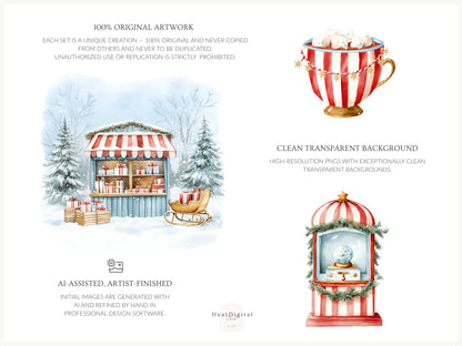 Holiday Circus - Christmas Clipart, Cute Festive Animals, Holiday Carnival  | 62 PNG