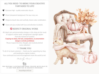 Falling Pretty - Fall Clipart, Autumn, Pink Pumpkins, Coquette | 60 PNG