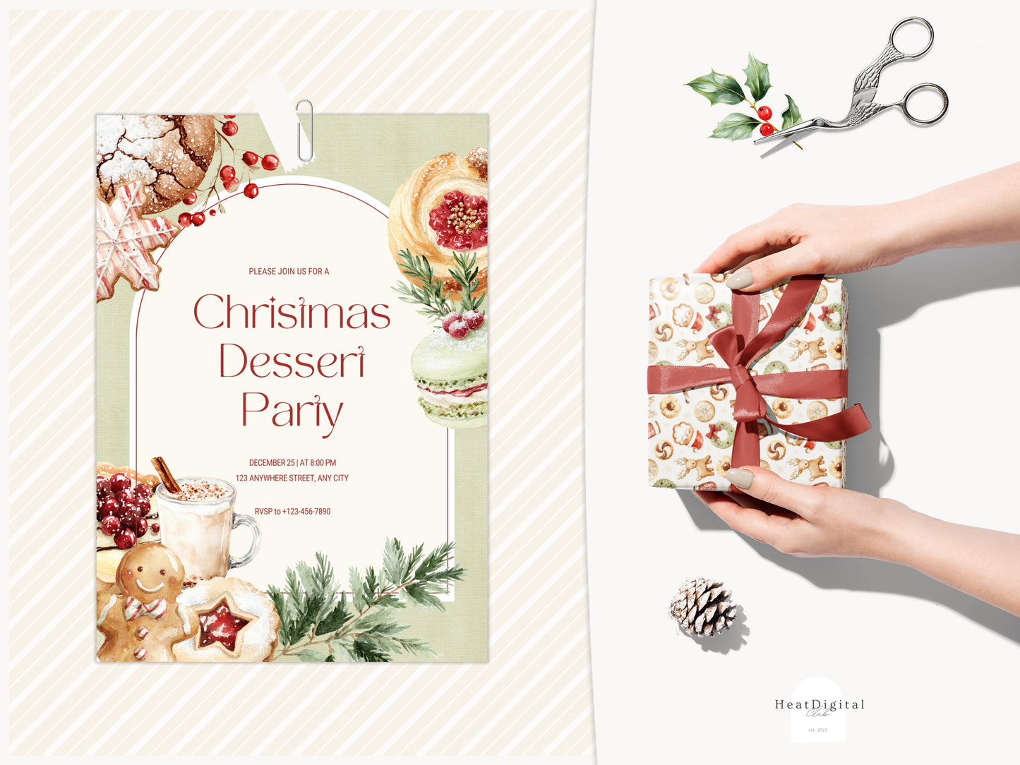 Holiday Treats - Christmas Bakery Clipart, Festive Desserts, Cozy Sweets, Cake,Cookies | 80PNG/10JPEG