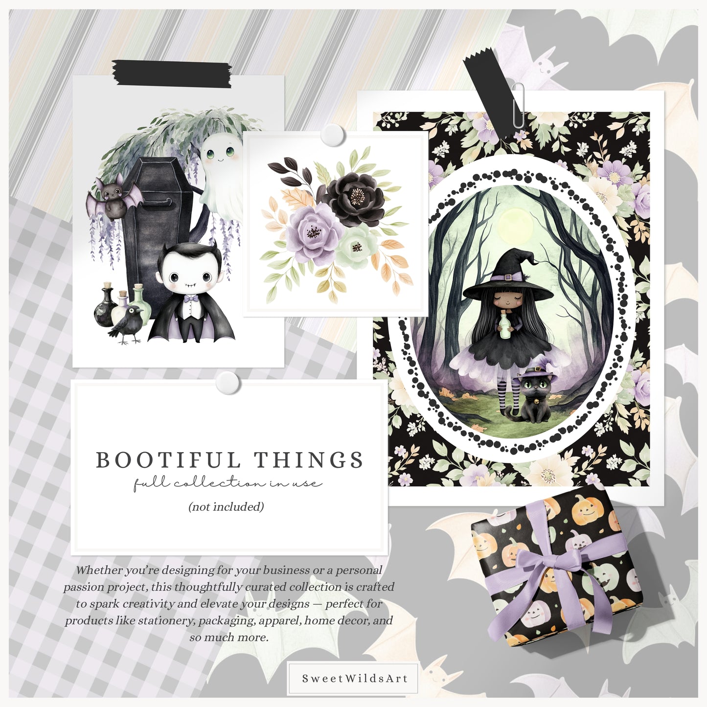 Bootiful Things - Floral Arrangements, Halloween Spooky Cute Bouquets | 25 PNG