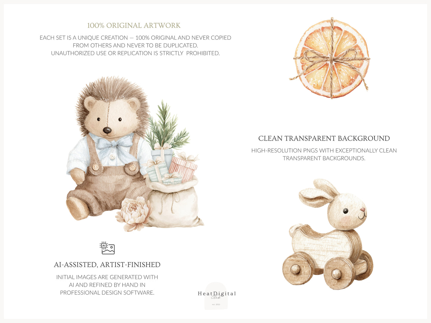 Christmas Atelier - Cute Vintage Holiday Toys Clipart, Winter Grandmillennial Nursery | 84 PNG/JPEG
