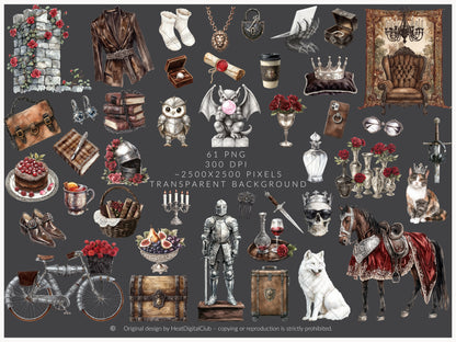 Medievalcore - Gothic Aesthetic Clipart, Medieval Fantasy | 61 PNG