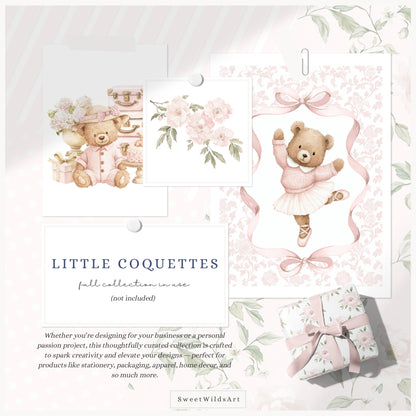 Little Coquettes - Seamless Patterns, Pink Gingham & Floral, Coquette, Baby Girl | 14 JPEG