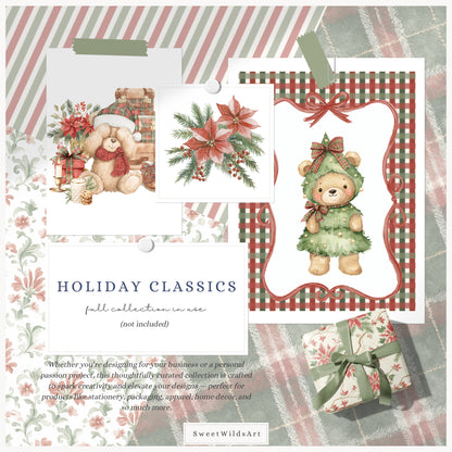 Holiday Classics - Floral Arrangements Clipart, Poinsettia, Evergreen, Christmas | 25 PNG