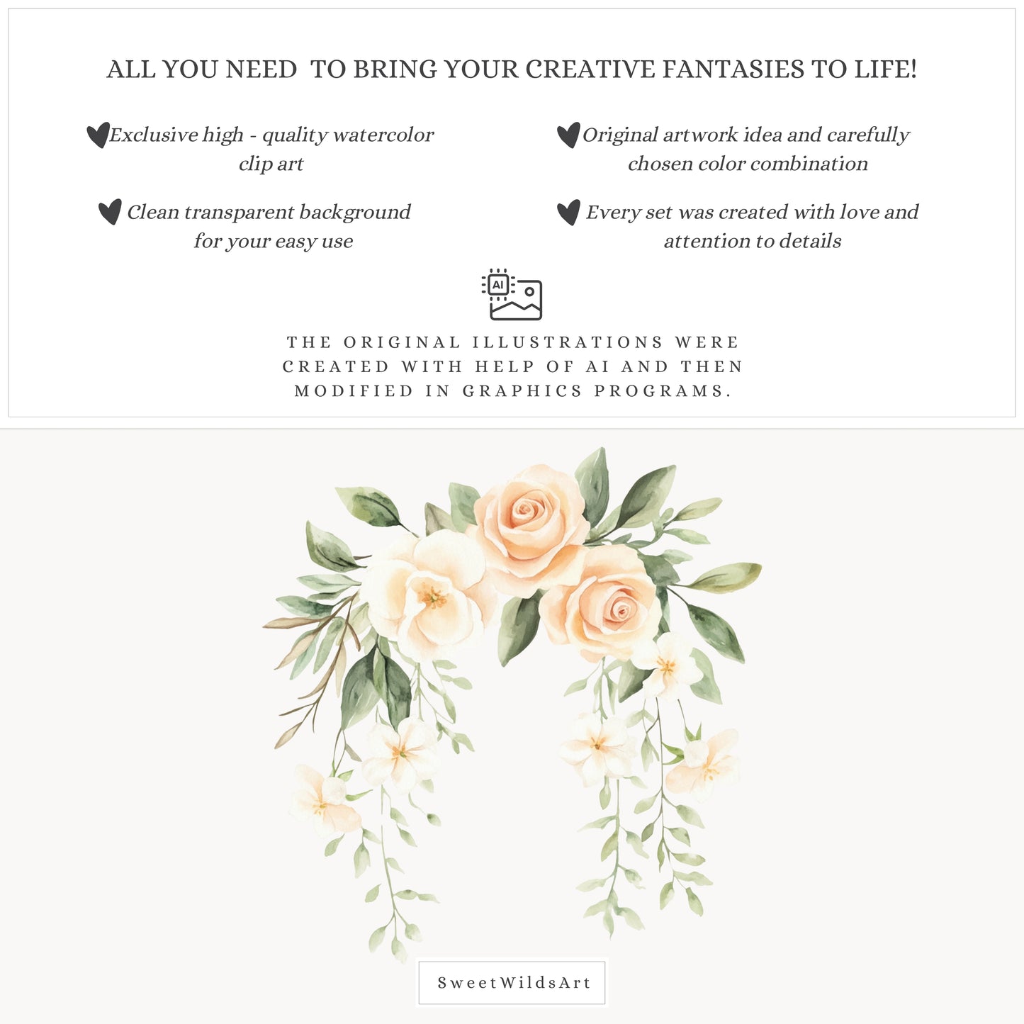 Sweet Peach - Floral Arrangements, Peach Blossom, Jasmine, Cream Roses | 20 PNG