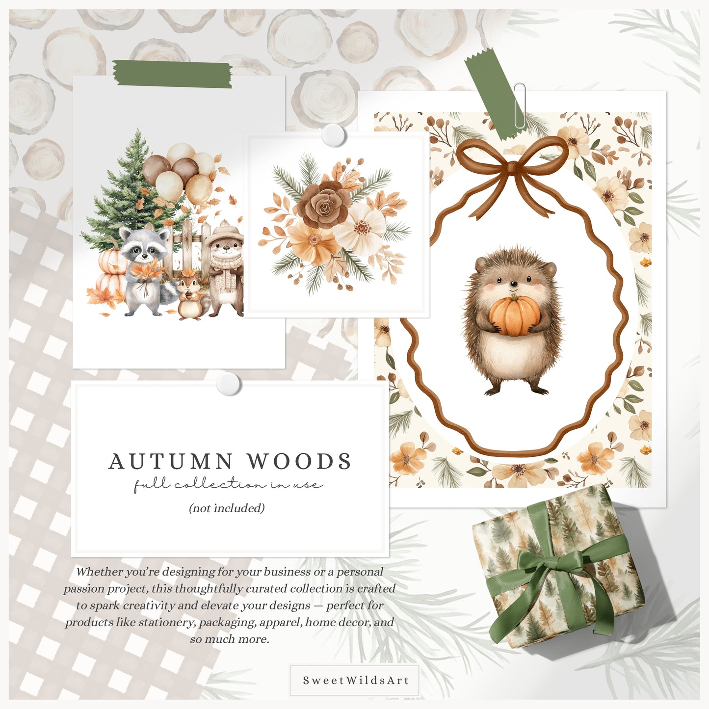 Autumn Woods - Seamless Patterns, Cozy Woodland, Fall Forest Patterns | 14 JPEG