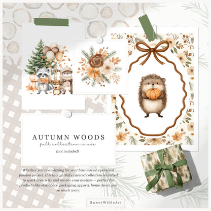 Autumn Woods - Seamless Patterns, Cozy Woodland, Fall Forest Patterns | 14 JPEG