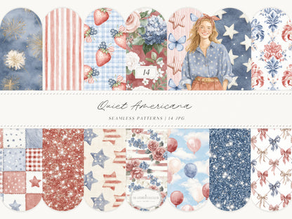 Quiet Americana - 4th of July Clipart Bundle, Vintage Summer, Independence Day, Patriotic | 95 PNG/JPEG