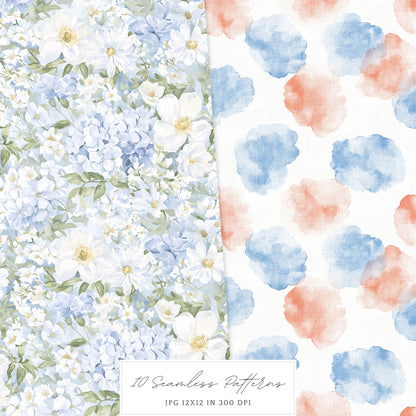 Hello July - Seamless Patterns, 4th of July, Independence Day | 10 JPEG