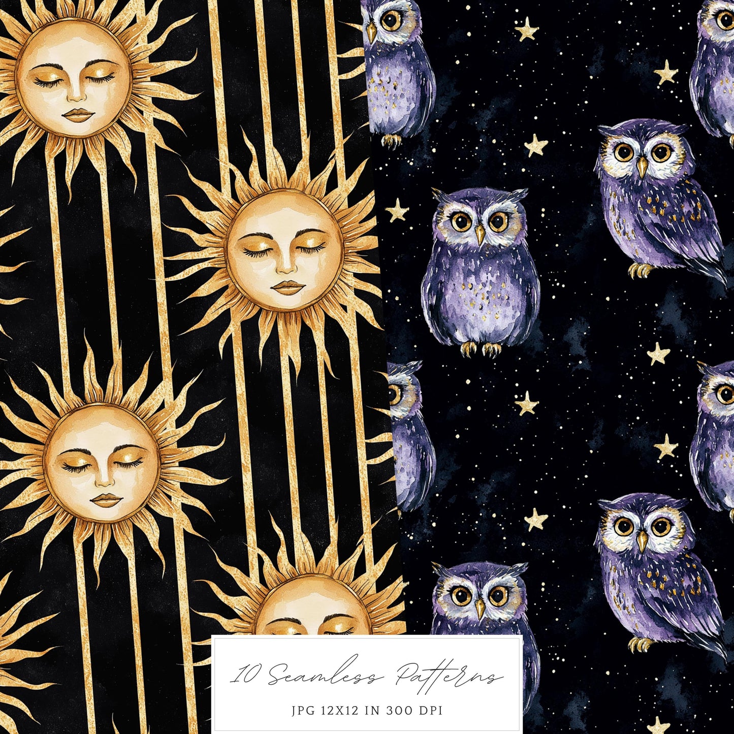 A Touch Of Magic - Witch Seamless Patterns, Celestia, Floral | 10 JPEG