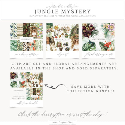 Jungle Mystery - Seamless Patterns, Leopard Print, Floral, Tropical | 10 JPEG
