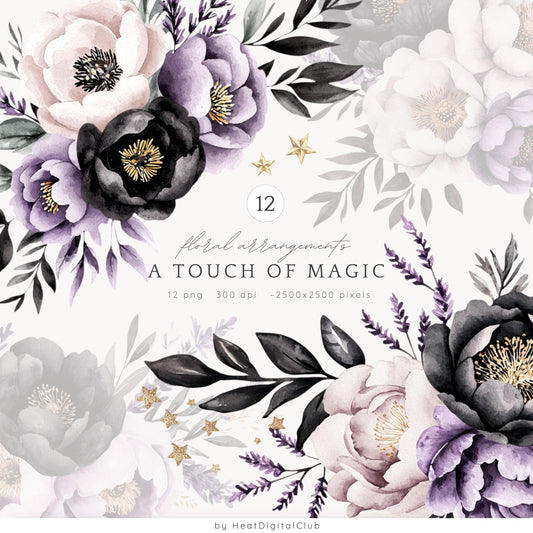 A Touch Of Magic - Celestial Floral Arrangements Clipart, Floral | 12 PNG