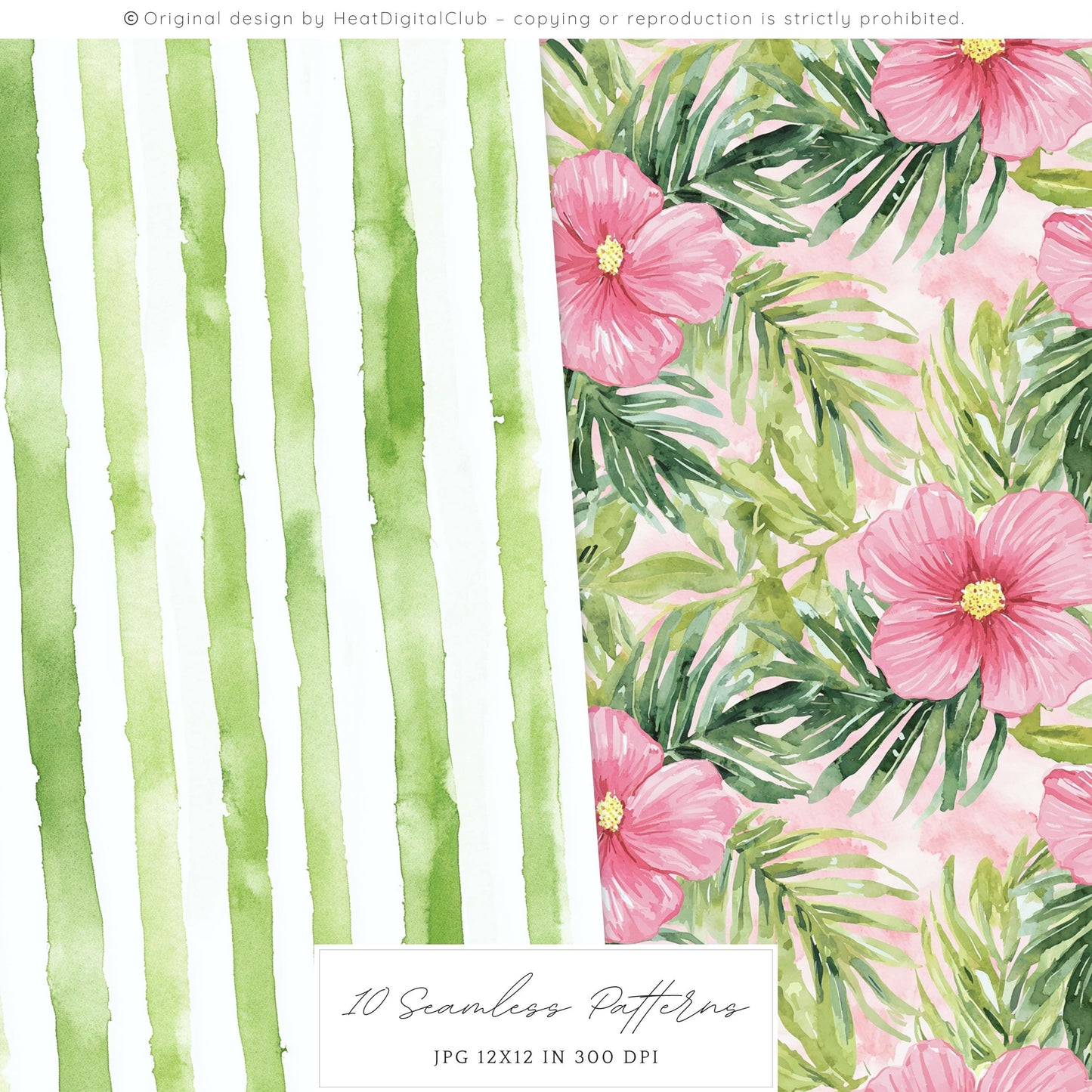 Palm Club - Seamless Palm Leaves Pattern, Tropical Summer | 10 JPEG
