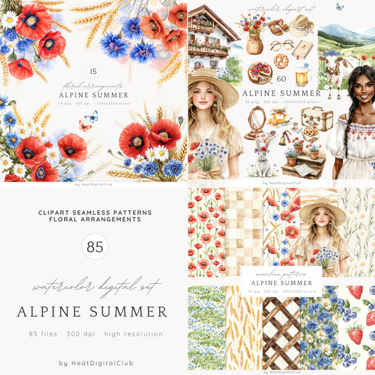 Alpine Summer - Collection Bundle, Bavarian Cottage, Rustic Countryside | 85 PNG/JPEG