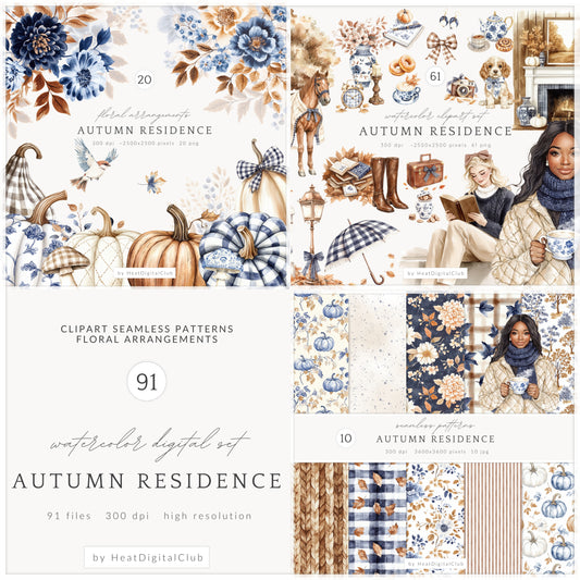 Autumn Residence - Collection Bundle, Elegant, Grandmillennial, Fall Aesthetic | 91 PNG/JPEG