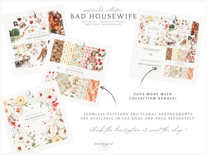 Bad Housewife - Retro Halloween Clipart, Housewife, Domestic Horror | 57 PNG