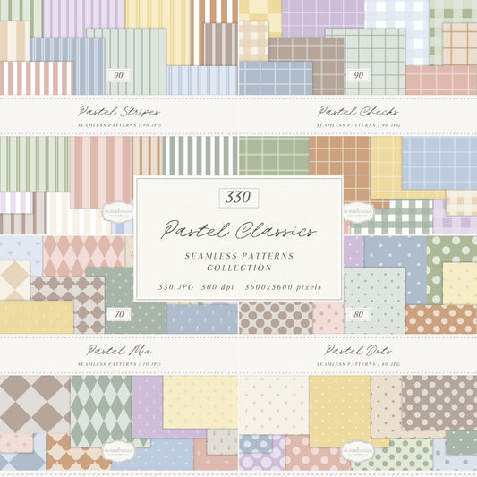Pastel Classics - Seamless Patterns Bundle, Modern Geometric Classics Collection