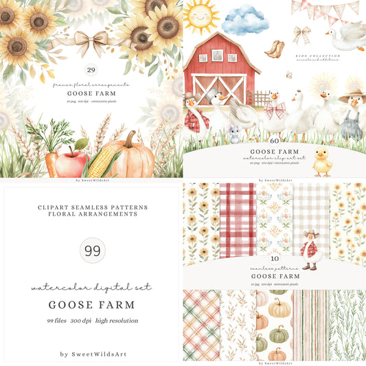 Goose Farm - Collection Bundle, Silly Goose, Cute Nursery, Baby Shower | 99 PNG/JPEG
