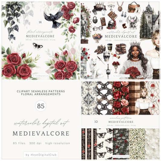 Medievalcore - Collection Bundle, Gothic Aesthetic Clipart, Medieval Fantasy | 85 PNG