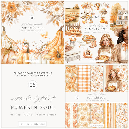 Pumpkin Soul - Collection Bundle, Fall, Cozy Autumn Cottagecore | 95 PNG/JPEG